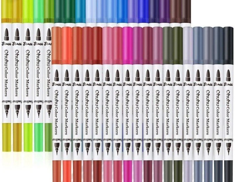 Akvarelové fixy se dvěma hroty OHUHU - sada 36 ks