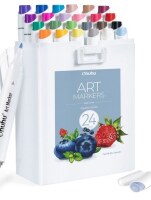 Alkoholové fixy se dvěma hroty OHUHU 24 ks - základní tóny - sada 24 ks