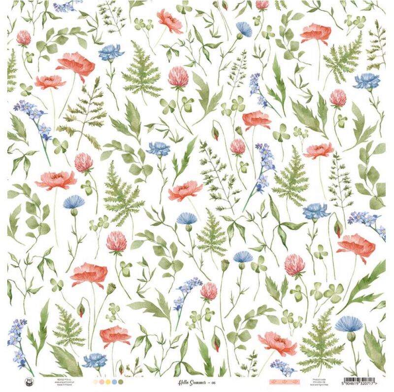 Potištěný papír 12x12" P13 Hello Summer 06 - 1 list