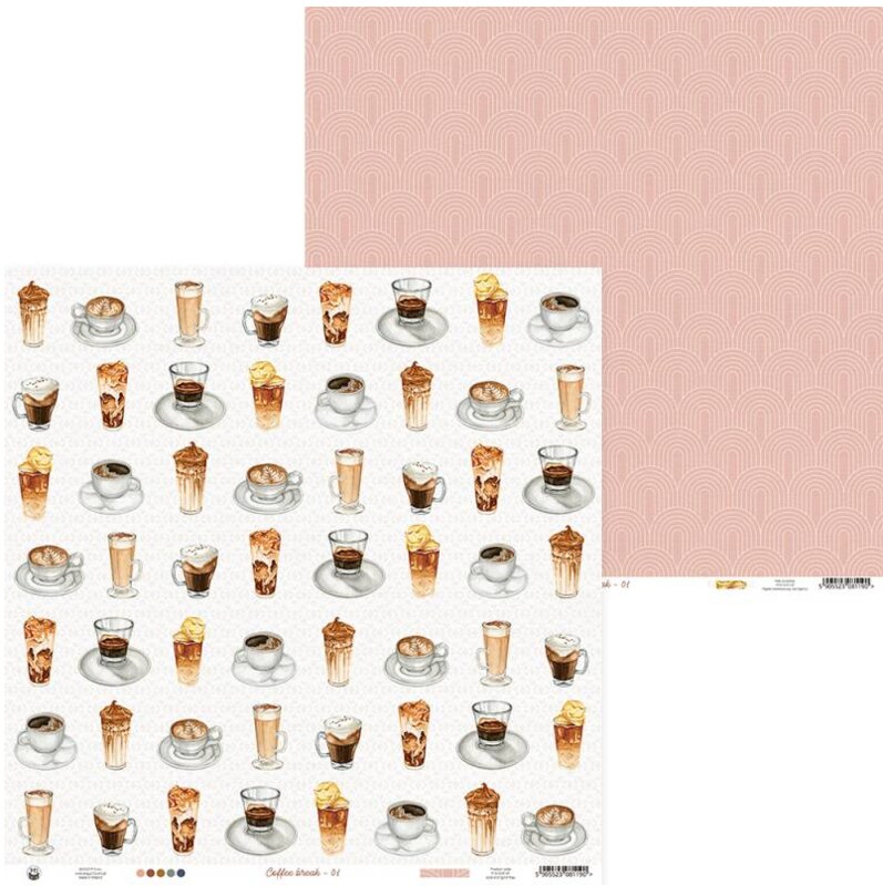 Potištěný papír 12x12" P13 Coffee break 01 - 1 list