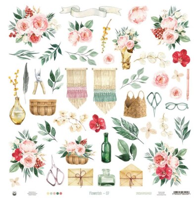 Potištěný papír 12x12" P13 Flowerish 07 - 1 list