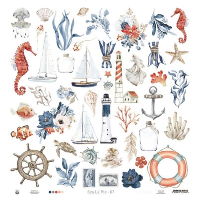 Potištěný papír 12x12" P13 Sea La Vie 07 - 1 list