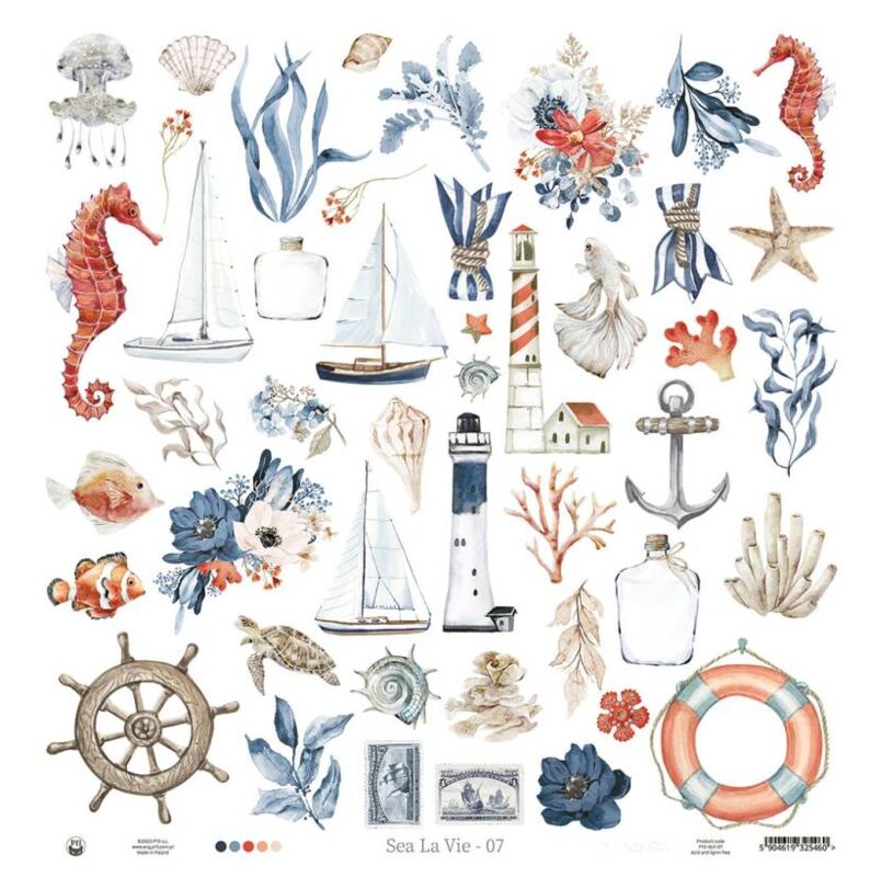 Potištěný papír 12x12" P13 Sea La Vie 07 - 1 list