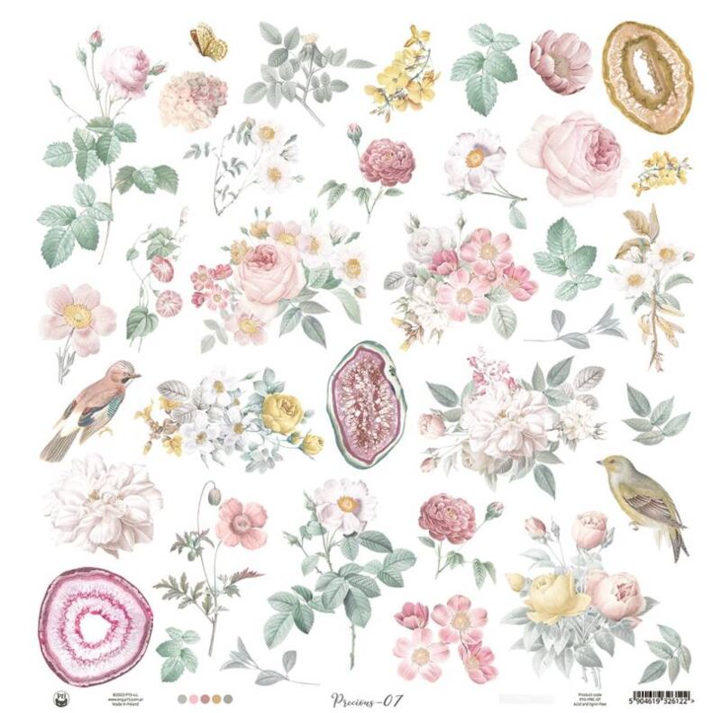 Potištěný papír 12x12" P13 Precious 07 - 1 list