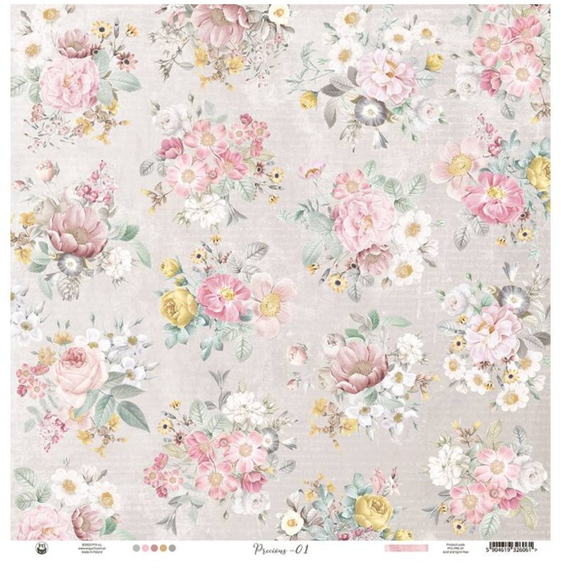 Potištěný papír 12x12" P13 Precious 01 - 1 list
