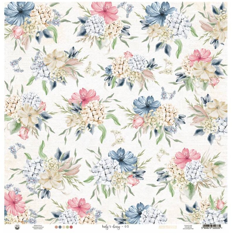 Potištěný papír 12x12" P13 Lady´s Diary 03 - 1 list