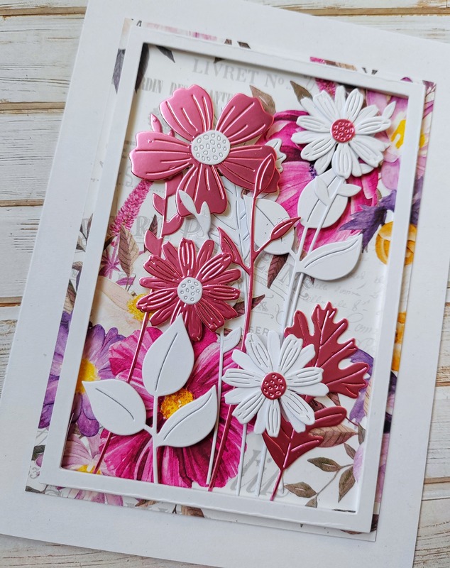 Přání ruční výroba - Květiny fialkové metalické