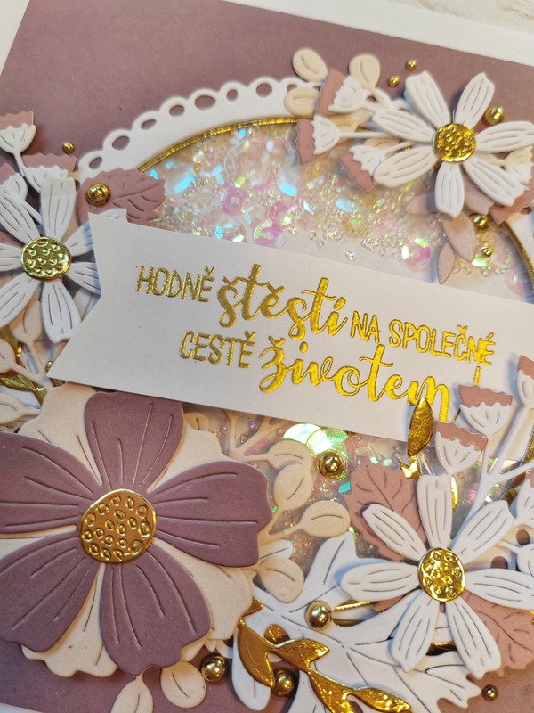 Přání ruční výroba - Květiny - Maue fialová