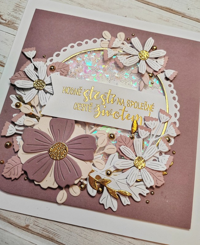 Přání ruční výroba - Květiny - Maue fialová