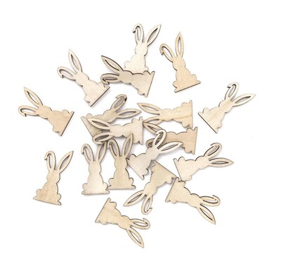 Dřevěné ozdoby - králíčci samolepicí - sada 20 ks