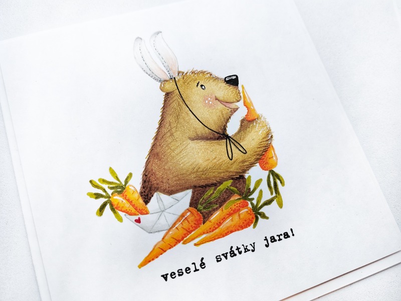 Přání ruční výroba - Velikonoce - Medvídek