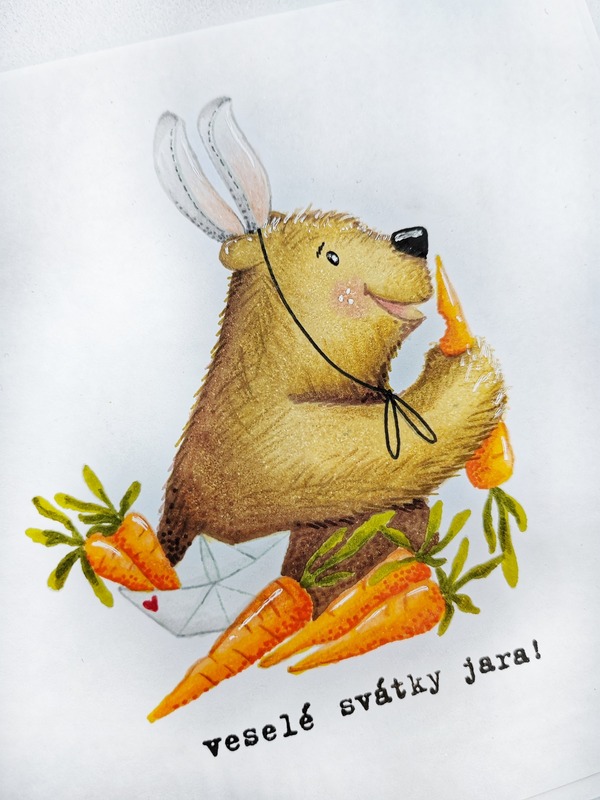 Přání ruční výroba - Velikonoce - Medvídek