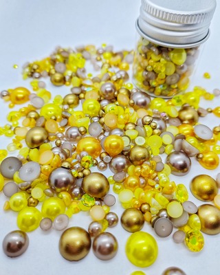 Perličky 2-8 mm - zlaté, bronz a žluté - balení 10 g