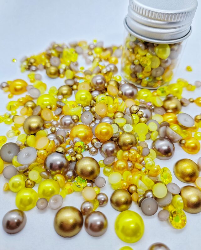 Perličky 2-8 mm - zlaté, bronz a žluté - balení 10 g