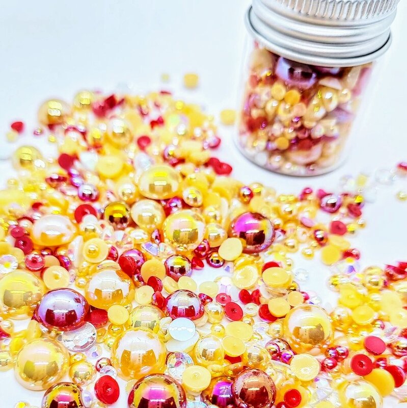 Perličky 2-8 mm - červené, bílé a béžové - balení 10 g