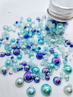 Perličky 2-8 mm - modré, mint a bílé - balení 10 g