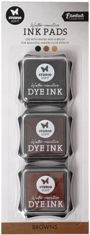Inkousty reagující na vodu Studio Light - hnědé - sada 3 ks