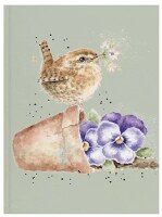 Luxusní zápisník A6 Wrendale Designs - střízlík na květináči - 1 ks