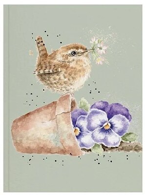 Luxusní zápisník A6 Wrendale Designs - střízlík na květináči - 1 ks