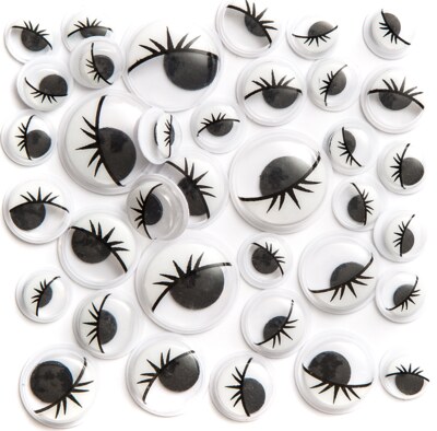 Pohyblivé oči s řasami samolepicí - sada 36 ks