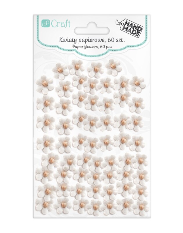 Papírová kvítka dpCraft - bílá - sada 60 ks