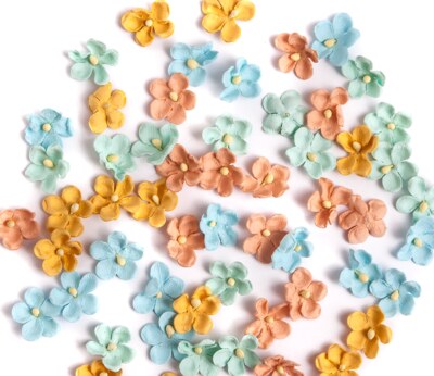 Papírová kvítka dpCraft - pastel - sada 60 ks