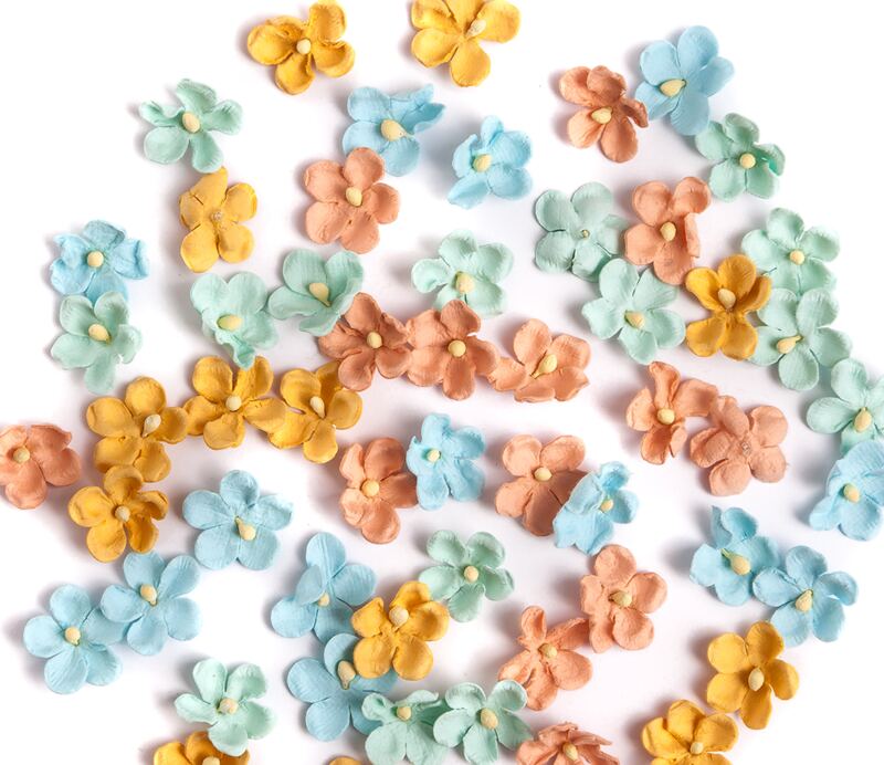 Papírová kvítka dpCraft - pastel - sada 60 ks