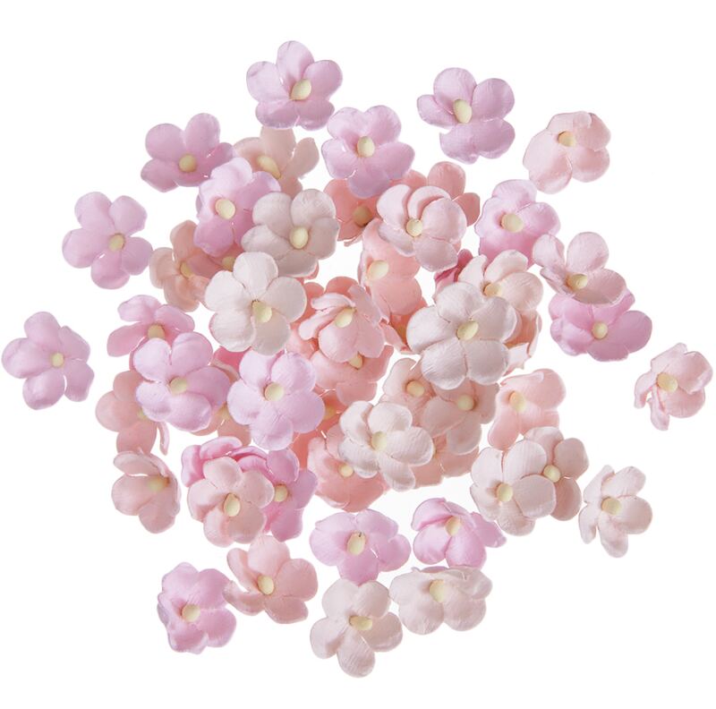 Papírová kvítka dpCraft - růžová - sada 60 ks