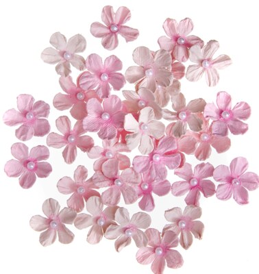 Papírová kvítka dpCraft - růžová 2 - sada 32 ks