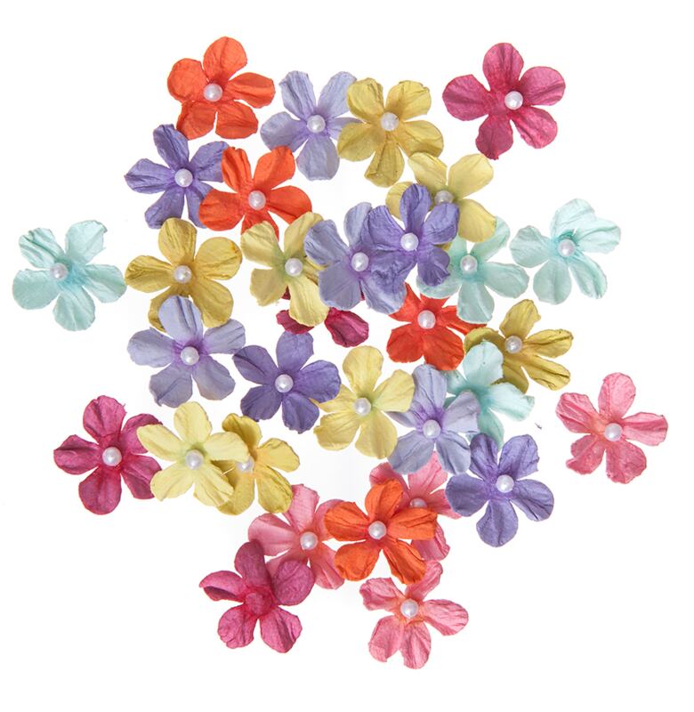 Papírová kvítka dpCraft - barevné - sada 32 ks