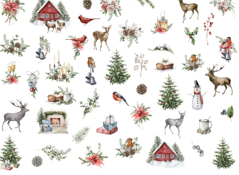 Papírové výseky dpCraft - Lovable Christmas - sada 49 ks