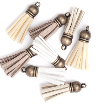 Ozdobné střapce dpCraft - přírodní - sada 8 ks