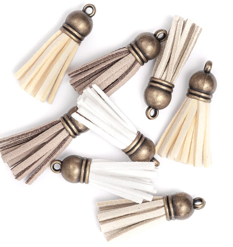 Ozdobné střapce dpCraft - přírodní - sada 8 ks