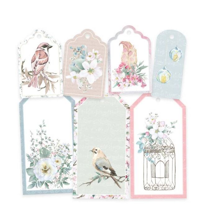 Dekorativní visačky P13 - Birdhouse - sada 7 ks