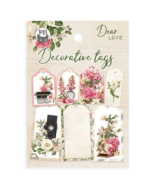 Dekorativní visačky P13 - Dear Love - sada 7 ks