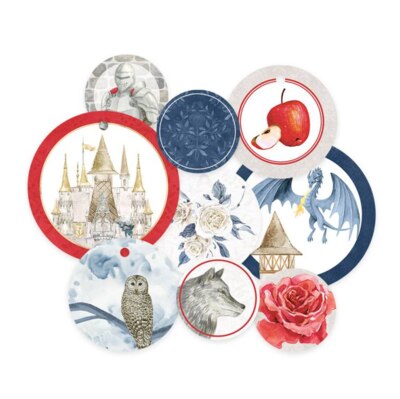 Dekorativní visačky kulaté P13 - Once upon a time - sada 9 ks
