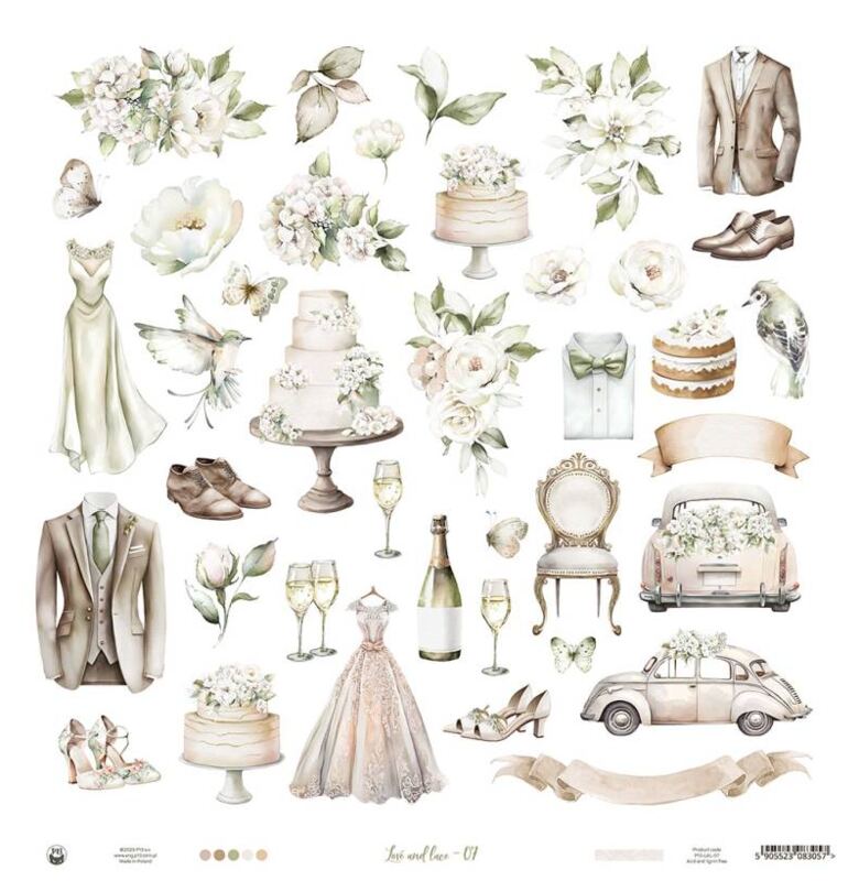 Potištěný papír 12x12" P13 Love and Lace 07