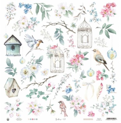 Potištěný papír 12x12" P13 Birdhouse 07 - 1 list