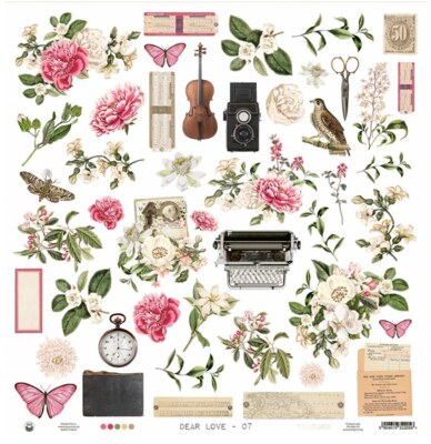 Potištěný papír 12x12" P13 Dear Love 07 - 1 list