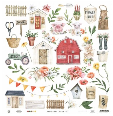 Potištěný papír 12x12" P13 Farm sweet farm 07 - 1 list
