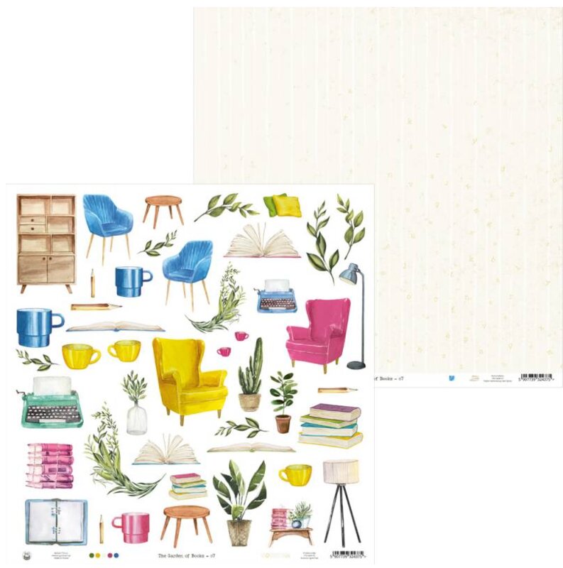 Potištěný papír 12x12" P13 Garden of Book´s 07 - 1 list