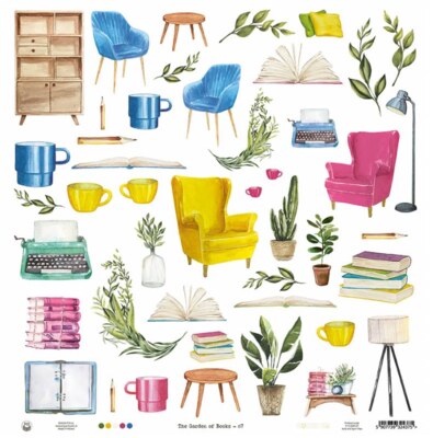 Potištěný papír 12x12" P13 Garden of Book´s 07 - 1 list