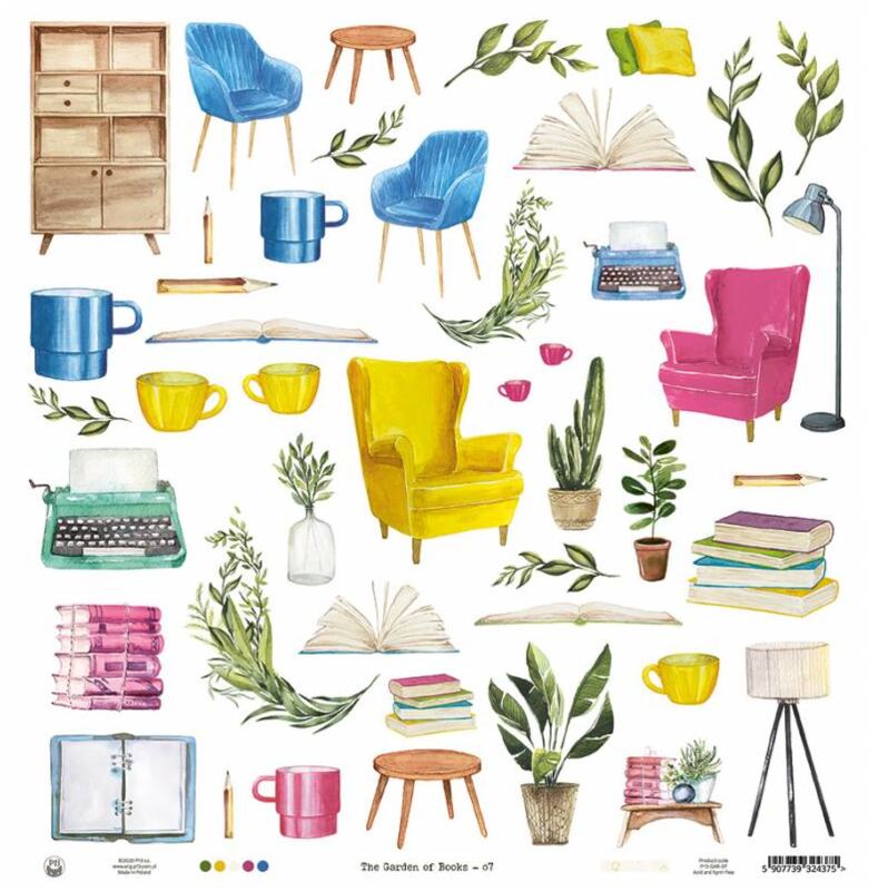 Potištěný papír 12x12" P13 Garden of Book´s 07 - 1 list