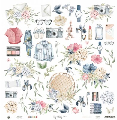 Potištěný papír 12x12" P13 Lady´s Diary 07 - 1 list