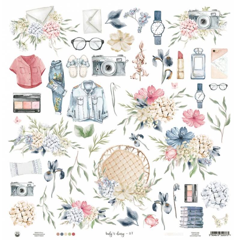 Potištěný papír 12x12" P13 Lady´s Diary 07 - 1 list