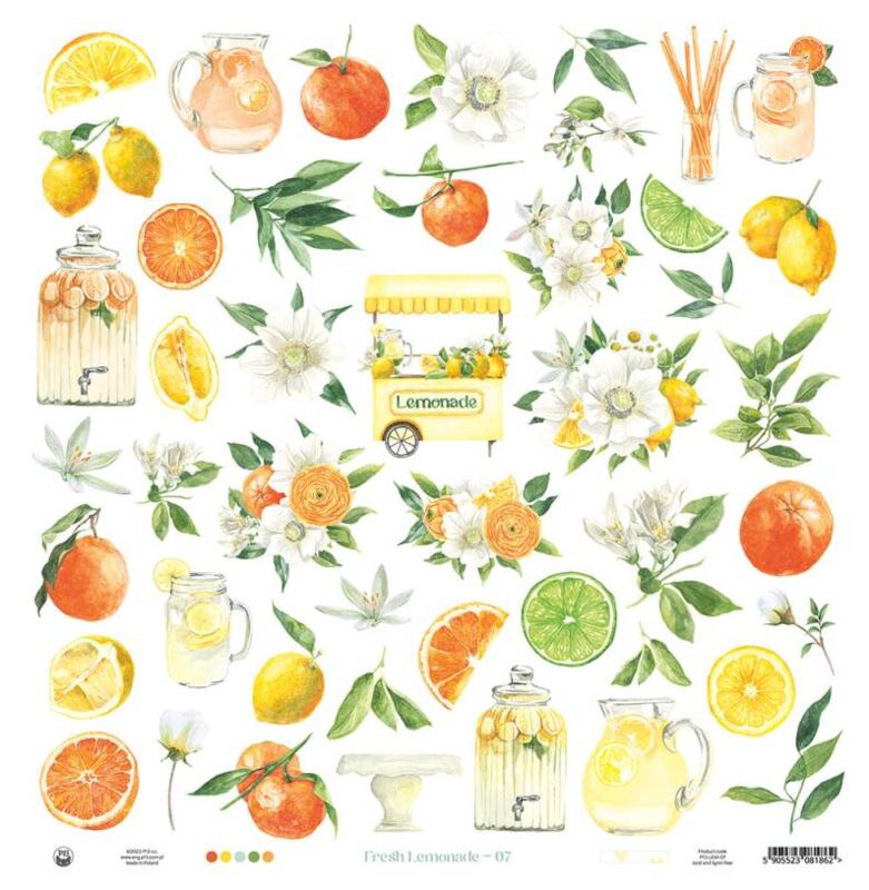 Potištěný papír 12x12" P13 Fresh Lemonade 07 - 1 list