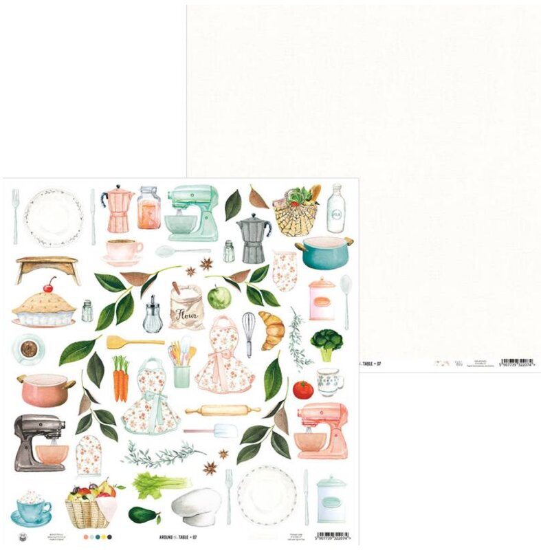 Potištěný papír 12x12" P13 Around the table 07 - 1 list