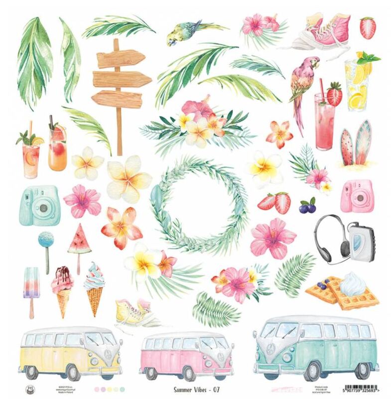 Potištěný papír 12x12" P13 Summer Vibes 07 - 1 list
