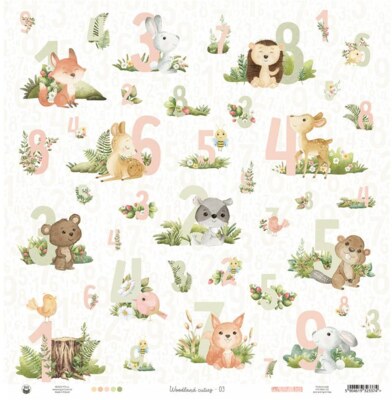 Potištěný papír 12x12" P13 Woodland Cuties 03 - 1 list