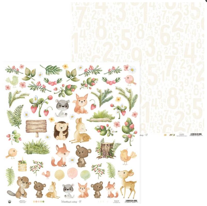 Potištěný papír 12x12" P13 Woodland Cuties 07 - 1 list